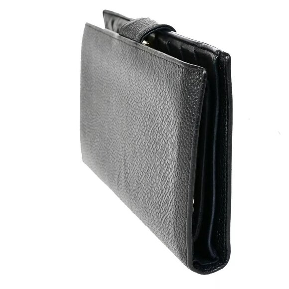 CHANEL CC Logo Long Bifold Wallet Purse Grained Calfskin Leather Black - Picture 4 of 15